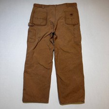 Carhartt Mens Work Pants 42x32 B11 BRN Brown Canvas Carpenter Utility Trousers