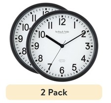 Mainstays Basic Indoor 8.78" Black Analog Round Modern Wall Clock 2 Pack