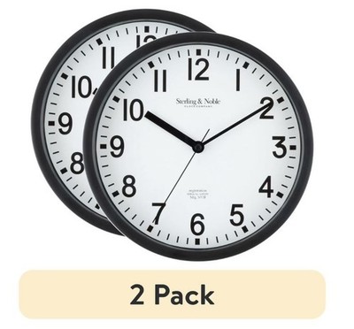 Mainstays Basic Indoor 8.78'' Black Analog Round Modern Wall Clock (2 Pack)
