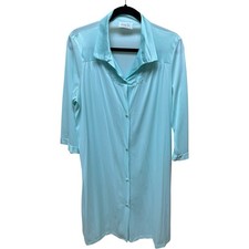 Vintage Nightgown Vanity Fair Baby Blue Button Up Made in USA. Sz M