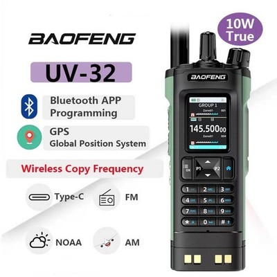 Baofeng UV-32 Walkie Talkie Amatoriale 10W – USB Type-C, GPS, Bluetooth E 1000 Canali