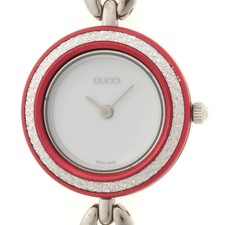 GUCCI Change Bezel Chain Type 11/12.2 Watch Stainless Steel White Dial Ladies Qu