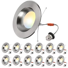 5/6 Inch Retrofit Recessed Lighting - 13.5W 1200LM Downlight5CCT 2700K-6000K ...