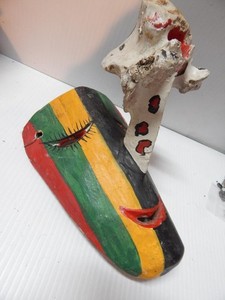 UNIQ + UNUSUAL ANTIQUE / VINTAGE MEXICAN DANCE MASK CARVED WOOD MEXICO