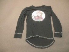 Disney Frozen Size M Kids Black Cotton Blend Print Long Sleeve Pajama Top 798