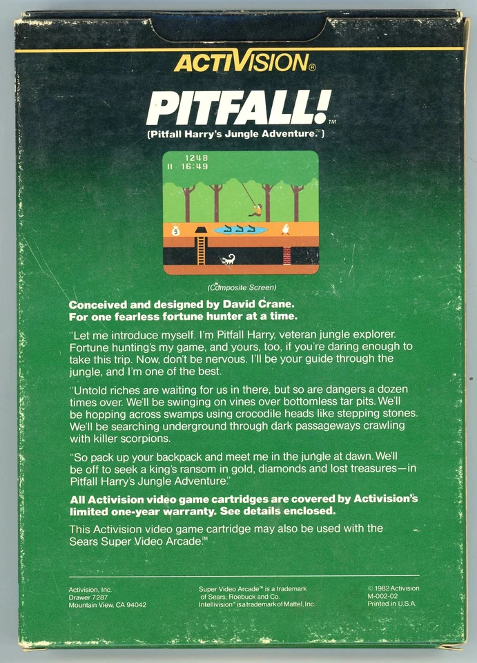 1982 Activision Pitfall! Intellivision Video Game Cartridge in Box - Image 2 of 3