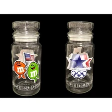 M&Ms Glass Candy Jar Los Angeles 1984 Olympics LA XXIIIrd 8in Tall 24oz Capacity