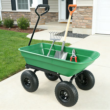 Garden Carts Yard Dump Wagon Cart Lawn Utility Cart Outdoor Steel Heavy Duty