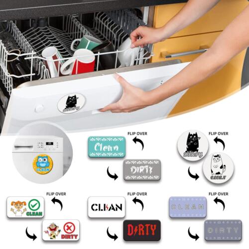 Fridge Dishwasher Magnet Clean Dirty Sign Double Sided Magnet Stickers ...