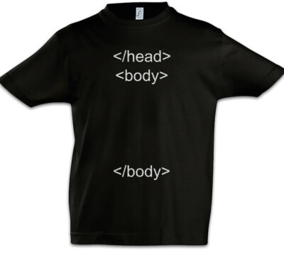 Head Body Body Kids Boys T-Shirt Fun Geek Nerd Computer Scientist CSS HTML
