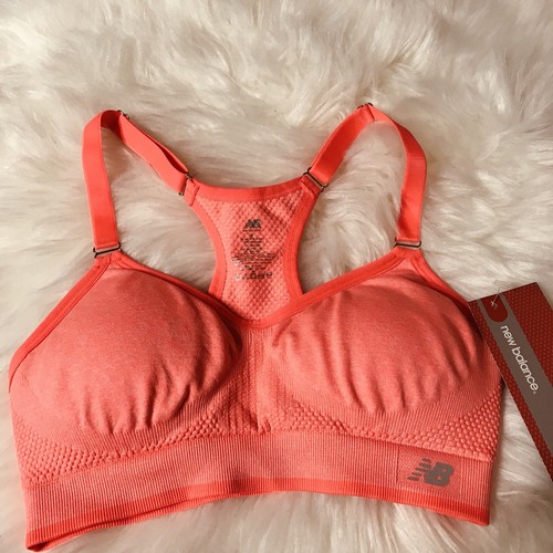 NWT NEW BALANCE SPORTS BRA RAZORBACK NEON ORANGE SIZE SMALL WOMEN
