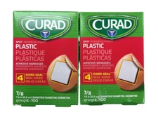 Curad Plastic SPOT ROUND Bandages 7/8 inch diameter 100ct ( 2 boxes )