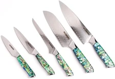 Seido Knives Awabi Damascus Steel Versatile Chef Knife Set VG-10 Super Steel