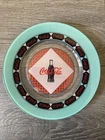 Vintage Coca Cola Collectible Plate.8”inch. Red And Turquoise Pattern.