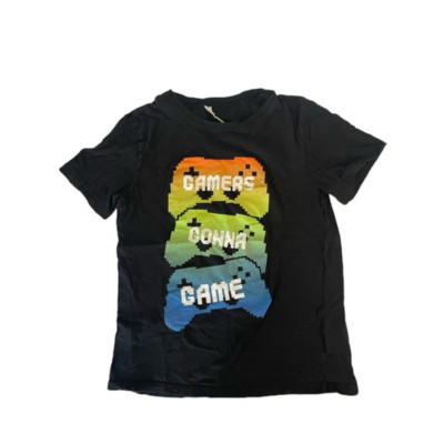 H&M Black Multicolor Gamers Gonna Game Shirt Size 12/14