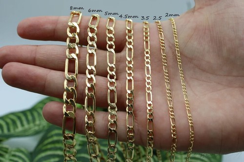 14K Gold Figaro Chain, 14kt Gold Chain 