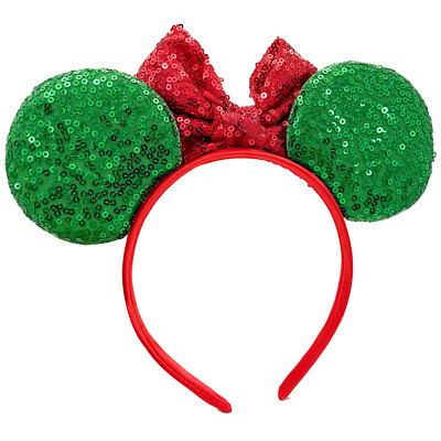 Disney Parks Christmas Minnie Ears Red Snowflake Green Sequin Bow ? s-l400.jpg main image 4