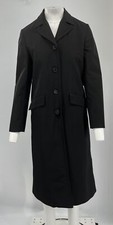 Prada Women's Black Polyester Single-Breasted Button Up Coat sz 42 MISSING BELT