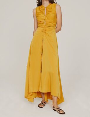 $1595 Altuzarra Women Yellow Kaya Sleeveless Cutout Maxi Dress Size 34