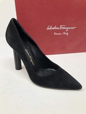 650 New Salvatore Ferragamo Womens Black Shoes Flower Heels Ladies Size 6 36