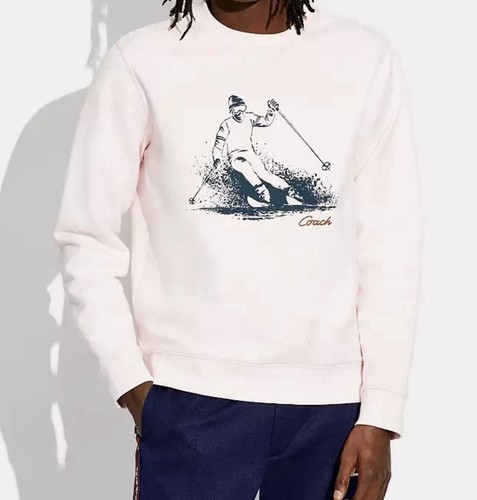 Coach Ski Alpine PINK Club Graphic Crewneck Sweatshirt In Organic Cotton size M - Picture 2 of 8