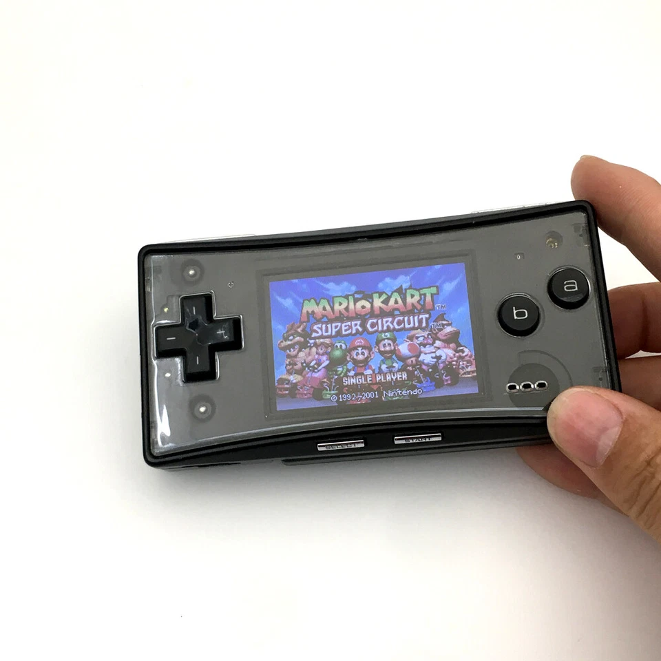 Cuerpo negro con placa frontal transparente usado Nintendo Game Boy Micro GBM consola de juegos Foto 3 de 4