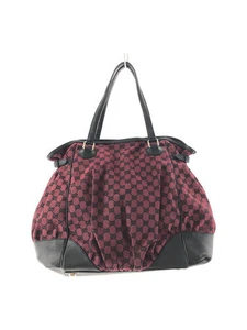 Authentique sac fourre tout Gucci GG toile sac à main rouge noir 257290 521753・04 femme