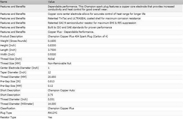 8 Pack Champion Copper Spark Plugs Set for DODGE SIERRA 1958 V8-5.9L - Image 4 of 4