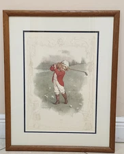 Maud Humphrey Bogart Art Print Golf Boy Ted Framed 1900s Vintage 21x26 Dbl Matte