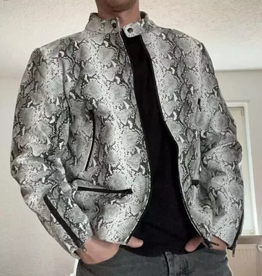 NEW Men's Handmade Python-Embossed Genuine Leather Jacket Stylish & Unique