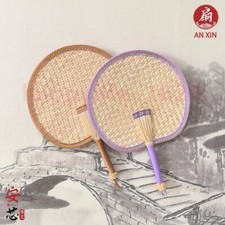 hand woven wrapped straw fans summer mosquito baby hand cranked palm fans