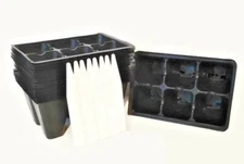 Seed Starting Tray Insert, 144 Cells = 24 Six Packs = 2 Flats +8 Plant Labels