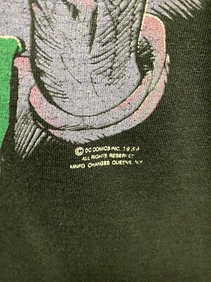 T-Shirt Batman Vintage ULTRA RARE 1989 - Vert Vif - Taille L - Occasion Très Bon État
