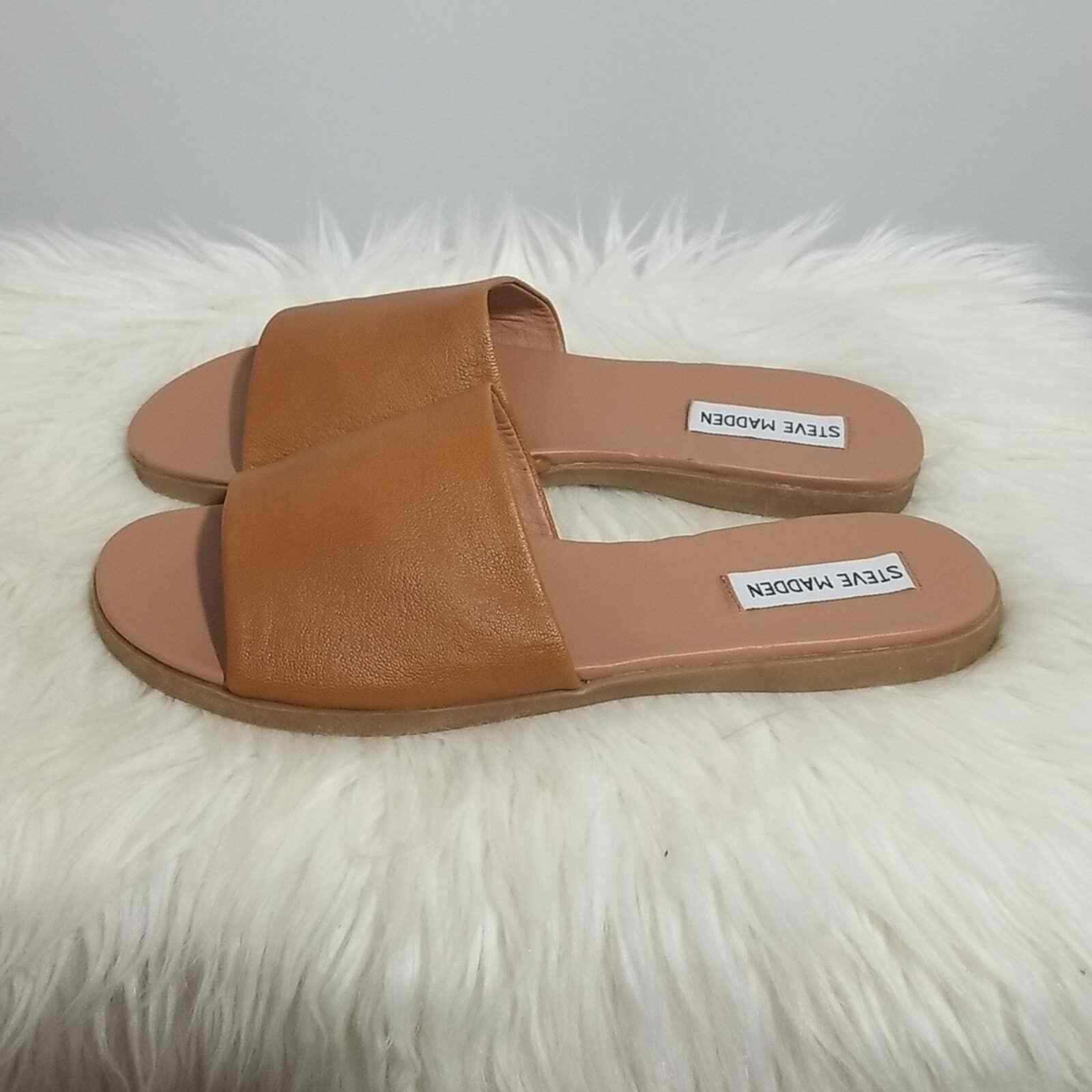 NWT Steve Madden Kailey Slide Sandal in Cognac Leather size 7.5 | eBay