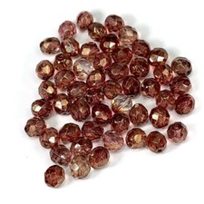 Crystal Red Luster Czech Fire Polished Round Faceted Glass Beads 6mm 8mm
