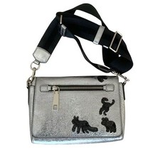 MARC JACOBS Rare Gotham Flocked Animals Silver Adjustable Crossbody Bag NEW $585