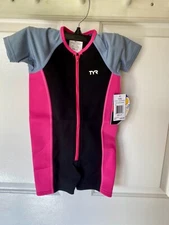 TYR Girls Thermal Neoprene Swimsuit - Black/Pink - Size 4T