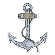 Boat Anchor, Vinyl Decal Sticker, Indoor Outdoor, 3 Sizes, 11468
