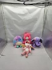 Mixed Plush Lot  Stuffed Care Bear,, Kinrex Elephant Snug gables Bunny