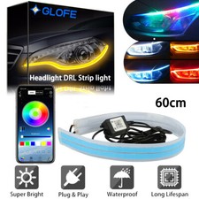 RGB APP 60CM Slim Sequential LED DRL Daytime Running Strip Lights Car HeadLights