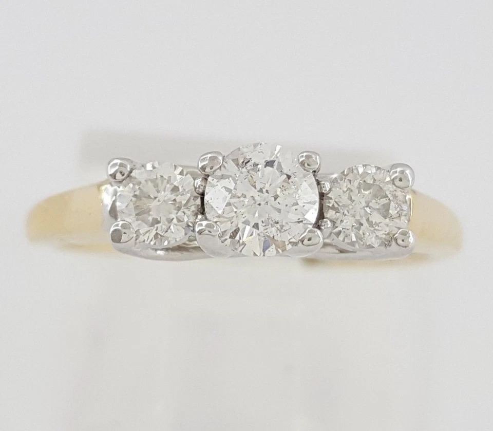 0.50 ct 14K & Platinum Three-Stone Round Cut Diamond Engagement Anniversary Ring - Image 3 of 4