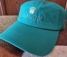 ROLEX Watch Novelty Logo Embroidery Green Cotton Baseball Cap Free Size Vintage