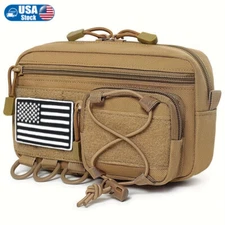 EDC Tactical Molle EMT Pouch Front Drawstring Utility Organizer Flag Patch