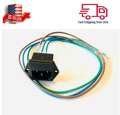  Power Socket with Fuse and 2 ft wires Switch 3 Pin IEC320 C14 USA Plug
