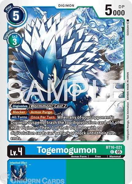 BT16-021 Togemogumon : Common Foil : AD01: Advanced Booster Digimon Generation