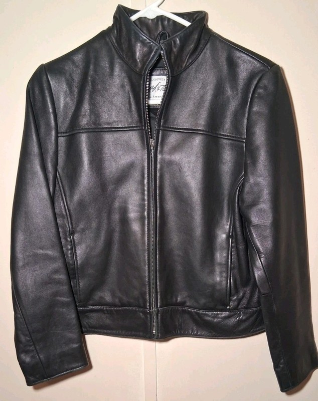 Vintage Lord & Taylor 100% Leather Womens Jacket Black Size PM