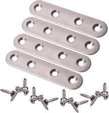 4Pcs 3 Inches Stainless Steel Flat Mending Repair Plate Bracket Connector Fixing