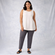 EILEEN FISHER Plus 1X Ash Gray Washable Stretch Crepe Ankle Pants NWT