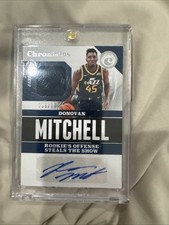 DONOVAN MITCHELL 2018 PANINI CHRONICLES ROOKIE AUTO AUTOGRAPH JERSEY CARD #/199!. rookie card picture