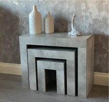 Nest of Tables Set 3 Modern Concrete Grey Wood Nesting Side Coffee End Furniture